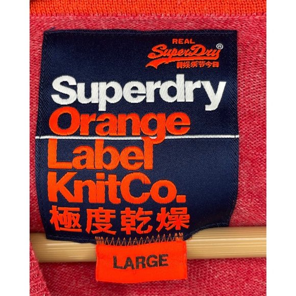 Superdry Orange Label Knit Co Crew Neck Men’s Large Red Long Sleeve Sweater - Picture 4 of 4